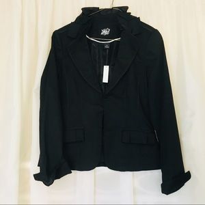 White House Black Market Ruffle Black Suit Jacket